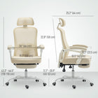 HOMCOM - Fauteuil de bureau ergonomique inclinable - beige-Roulettes en PU silencieuses qui glissent sans bruit sur le sol sans provoquer de rayures 