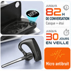 Delton - Casque d'oreillettes Bluetooth sans fil K130 avec réduction de bruit pour ordinateur, compatible MS Teams, noir-Écouteurs ergonomiques avec trois tailles différentes de coussinets souples, un arceau extensible et des commandes intuitives , disponibles en noir