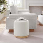 Modway - Tilden Sherpa rond 16" Rembourré Ottoman - Ivory Natural-Glissements au pied sans marquer