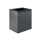 Modway - Bryn Support mural de 24" Vanette de salle de bain - Gris Noir-Vanité de salle de bain moderne