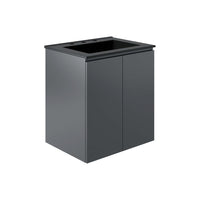 Modway - Bryn Support mural de 24" Vanette de salle de bain - Gris Noir-Vanité de salle de bain moderne