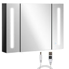 Kleankin - Armoire à pharmacie éclairée LED avec miroir et port de charge USB - noir brillant-Le contrôle tactile intelligent est utilisé pour régler la luminosité des lumières LED 