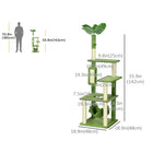 PawHut - Arbre à chat pour grands chats adultes avec hamac, tour - vert-Dispositif anti-basculement intégré pour assurer la sécurité de la tour à chat 