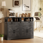 HOMCOM - bahut buffet de style ferme 47 po avec portes de grange et étagères de rangement - brun foncé-Convient aux salons, salles à manger et cuisines pour divers rangements