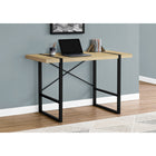 Monarch Specialties - 7658 Bureau 48 po L - Naturel/Metal Noir-Des pieds en métal robustes au fini noir sont intégrés dans le dessus de bureau pour un effet visuel intéressant
