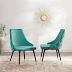 Modway - Adorn Performance Velvet Fauteuil d’appoint de salle à manger Ensemble de 2 - Sarcelle-Rembourrage en velours polyester Performance