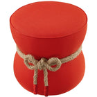 Modway - Beat Corde nautique Tissu rembourré Ottoman - Atomic Red-Corde de chanvre avec pompons