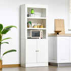 HOMCOM - Garde-manger de cuisine 72 po, buffet, vaisselier et armoire bibliothèque - blanc-3 compartiments ouverts et une grande armoire avec 2 étagères offrent un espace de rangement généreux 
