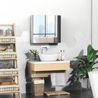 Kleankin - Armoire avec miroir, portes et étagère - blanc-Les miroirs extérieurs offrent une commodité pour se préparer à affronter la journée   