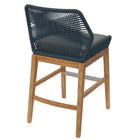 Modway - Wellspring Terrasse extérieure Teck et corde Tabouret de comptoir - Graphite bleu-Coussin amovible