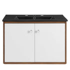 Modway - Transmit 30" Vanité de salle de bain murale - Noir noyer-Matériel Chrome