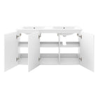 Modway - Bryn Évier double mural de 48" Vanette de salle de bain - Blanc blanc-Trous de robinet centraux 8"