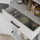 HOMCOM - Armoire de cuisine garde-manger 72 po, haute avec portes de grange et tiroir - blanc-La surface revêtue de mélamine résiste aux rayures et se nettoie facilement 