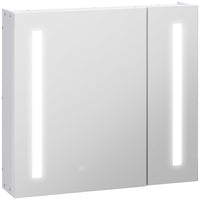 Kleankin - Armoire à pharmacie à éclairage DEL avec miroir tactile intelligent - blanc-Conception murale, prend peu de place 