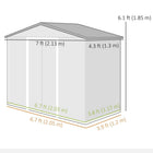 Outsunny - Abri de jardin 7' x 4' avec kit de fondation et doubles portes gris foncé-Fabriqué avec le meilleur acier galvanisé