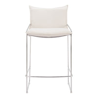 Zuo - Pola Tabouret de comptoir - Blanc-Tissu en polyester effet lin confortable