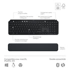 Logitech - MX Keys S Combo - Clavier et Souris Sans Fil Performants avec Repose Poignet-Plus de Confort pour une Meilleure Concentration : Travaillez plus longtemps avec ce clavier ergonomique résistant, fin et incliné pour une posture optimale de vos poignets.