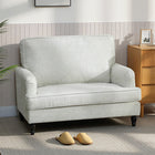 HOMCOM - Fauteuil d’appoint 45 po avec pieds tournés - large assise pour salon - blanc crème-L'assise extra-large et les longs accoudoirs augmentent la relaxation  
