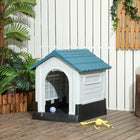 PawHut - Niche pour chien d’extérieur avec fenêtres pour miniature - bleu-Fabriqué en PP épais, robuste 