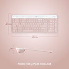 Logitech - K585 Clavier fin sans fil multi-appareils - Rose-Dimensions : 14,7" L x 5,66" H x 0,83" P