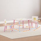 Qaba - Ensemble table et chaises 3 pièces pour - âgés de 3 à 8 ans - rose-Jolie couleur rose avec des décorations d’étoiles ludiques  
