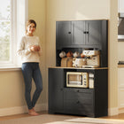 HOMCOM - Armoire de cuisine 64 po avec 3 compartiments et 2 tiroirs - noir-Le design élégant bicolore met en valeur votre décoration intérieure 