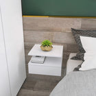 HOMCOM - Table de nuit flottante avec tiroir et étagère ouverte - blanc - lot de 2-Couleur : Blanc