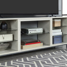 Manhattan Comfort - Meuble TV moderne Brighton 60 po - Beige-Comprend 7 étagères avec 5 séparateurs en verre trempé
