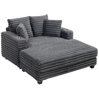 HOMCOM - Chaise longue-lit surdimensionnée rembourrée 60 po - gris-Les ressorts ensachés et la mousse épaisse offrent une douceur semblable à celle d’un nuage et un soutien durable 