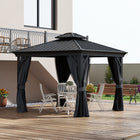 Outsunny - Tonnelle d'extérieur à toit rigide 10' x 12' - gris foncé-Construit à partir d'un solide cadre en acier et en aluminium 