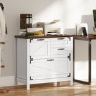 HOMCOM - Armoire à dossiers à 4 tiroirs avec glissières silencieuses - blanc-Structure fiable avec kit anti-basculement pour une tranquillité d’esprit au quotidien 