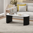 HOMCOM - Table basse avec plateau effet marbre - noir-Coins arrondis pour éviter les chocs accidentels et assurer la sécurité