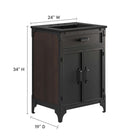 Modway - Steamforge 24" Vanette de salle de bain - Noir noir-Charnières pivotantes