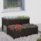 Outsunny - 4 pièces bac de jardin surélevé - brun-Notre matériau PP durable et léger résiste à toutes les conditions météorologiques, garantissant une longue durée de vie
