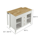 Modway - Farmstead 3 pièces Îlot de cuisine et ensemble de tabouret, Chêne Blanc-MDF, panneau de particules et papier stratifié