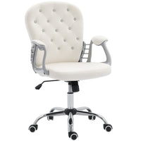 Vinsetto - Fauteuil de bureau à hauteur réglable et dossier matelassé - blanc crème-Tissu effet velours, beau et agréable pour la peau