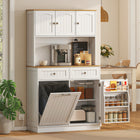 HOMCOM - Armoire de rangement 68 po avec station de chargement - blanc-Trois porte-épices sur les portes pour un accès facile à vos saveurs préférées 