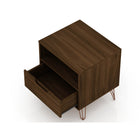 Manhattan Comfort - Rockefeller Table de Nuit 1 Tiroir Style Mid-Century Modern 51 cm - Marron - Lot de 2-Pieds évasés en fil métallique à la mode pour une durabilité accrue