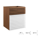 Modway - Render Fixation murale de 18" Armoire de toilette de salle de bain (lavabo non inclus) - Noyer blanc-Calleton de montage compatible avec les cloisons sèches