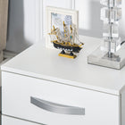 HOMCOM - Table de nuit moderne avec 3 tiroirs à finition brillante - blanc - lot de 2-Fabriqué en panneau de particules pour une meilleure résistance et un entretien facile 