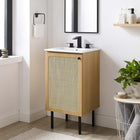 Modway - Chaucer 18" Armoire de toilette de salle de bain (lavabo non inclus) - Chêne-Poignée d’armoire en métal