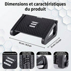 ShoppingAll - Repose-pieds sous le bureau pour le bureau avec rouleau de massage, réglage de l’angle sur 6 niveaux - noir-Surélever vos jambes aide à corriger l'alignement de la colonne vertébrale et réduit la pression sur le bas du dos et les hanches, prévenant la fatigue et la raideur associées aux longues heures de bureau.
