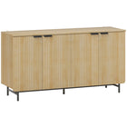 HOMCOM - Buffet cannelé 55,1 po L avec rangement - bois naturel-Les panneaux de porte nervurés avec poignées noires reflètent un charme moderne 