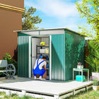 Outsunny - Abri de jardin 8,5' x 6' avec fenêtres de toit, vert foncé-Sa construction robuste en acier galvanisé garantit durabilité, tandis que le système de drainage protège vos affaires des intempéries.