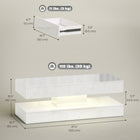 HOMCOM - Table basse effet marbre avec éclairage LED - blanc brillant effet marbre-Deux tiroirs à glissement fluide aident à réduire l'encombrement du salon