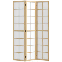 HOMCOM - Paravent autoportant 3 panneaux pour chambre - naturel et blanc-Ajoute une intimité instantanée dans les chambres, bureaux ou toute autre pièce  
