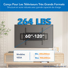 Mount-It! - Support mural pour téléviseur à mouvement complet pour écrans de 60 à 120 pouces-Une capacité de charge impressionnante de 264 lb garantit un montage sûr et stable