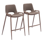 Zuo - Desi Tabouret de comptoir - Brun/Noyer - Ensemble de 2-Support d’accoudoirs