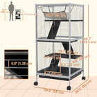 PawHut - Cage à 4 niveaux pour lapin, cochon d’Inde, furet, rat, hamster 45 po H - gris clair-Chaque plateforme possède des trous ronds reliés par des rampes 
