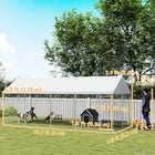 PawHut - Chenil pour chien d’extérieur 19,7 pi x 7,5 pi x 7,9 pi avec toit, loquet sécurisé-Acier galvanisé et loquet stable pour plus de sécurité 
